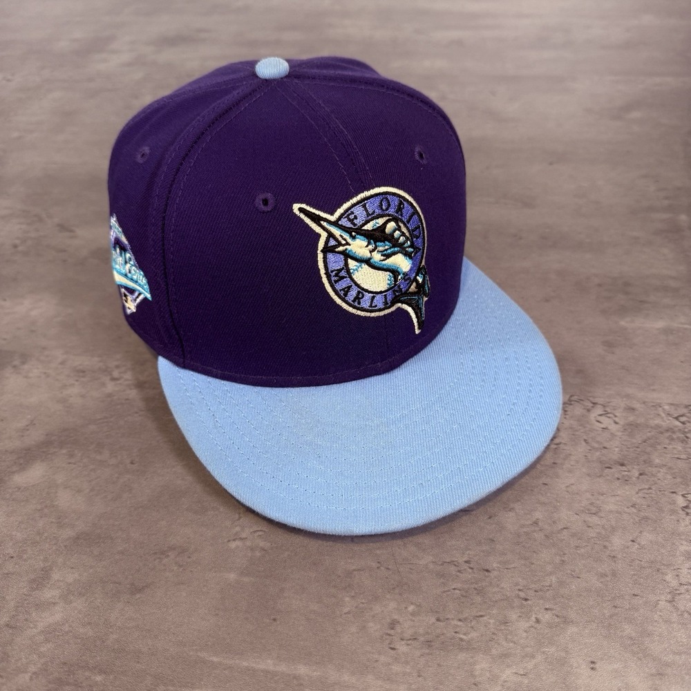 Hat Club Miami Marlins New Era Cap 7 Purple Light Baby Blue WS Patch Alternate